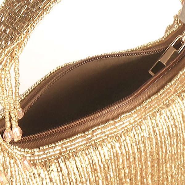 Gold-Toned Tassel Embellished Box Clutch