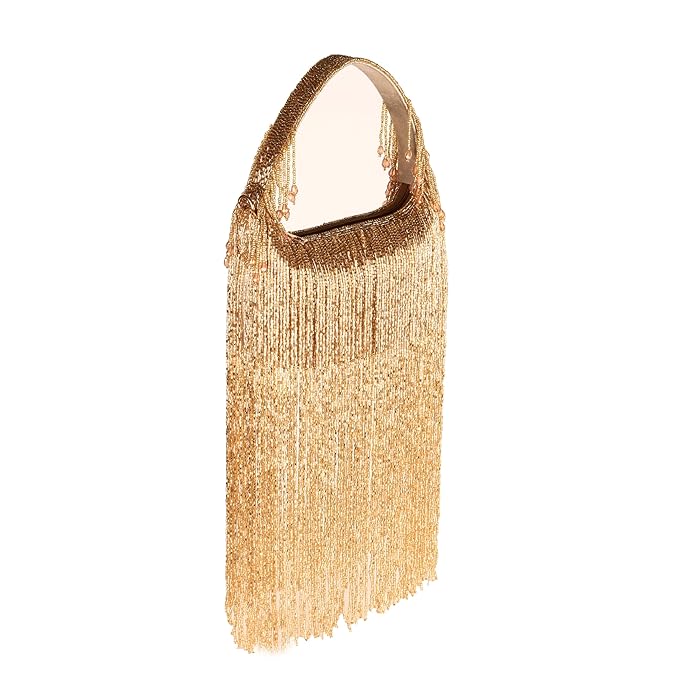 Gold-Toned Tassel Embellished Box Clutch