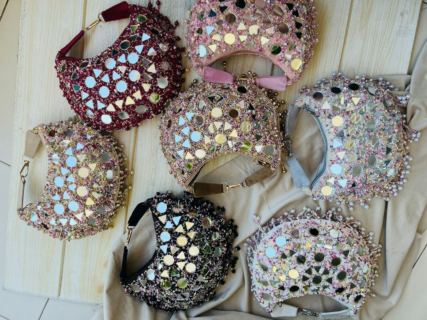 Women Embellished Clutches With Wrist Loop