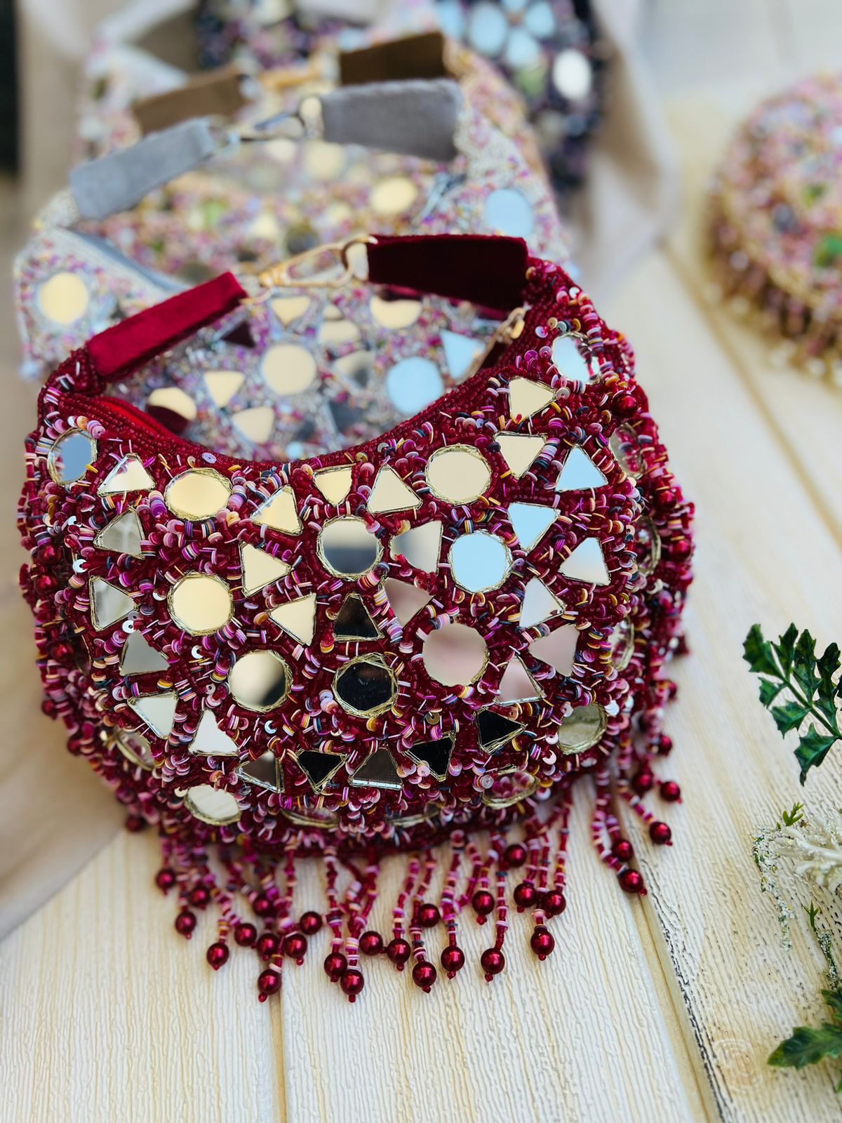 Women Embellished Clutches With Wrist Loop