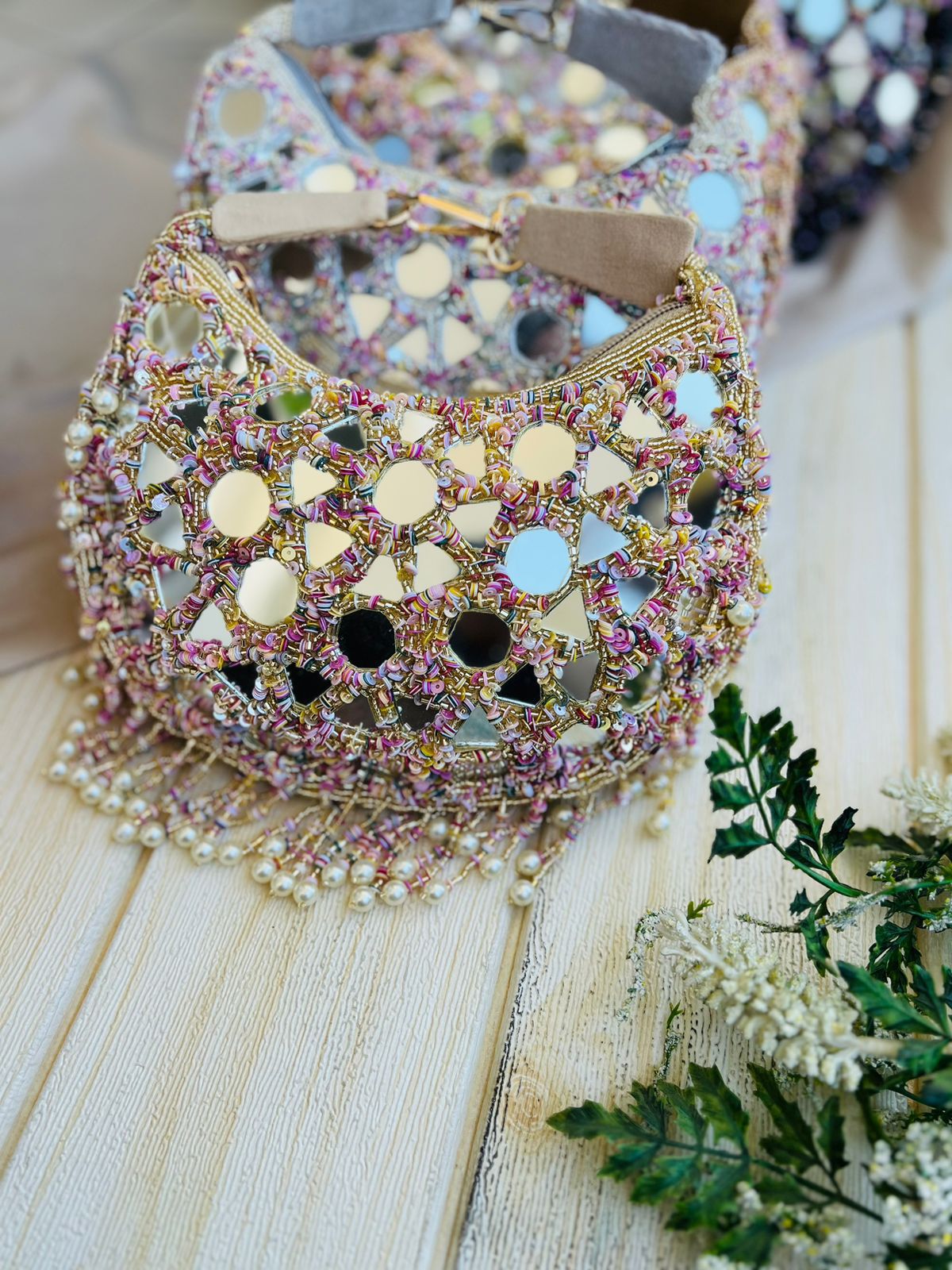 Women Embellished Clutches With Wrist Loop